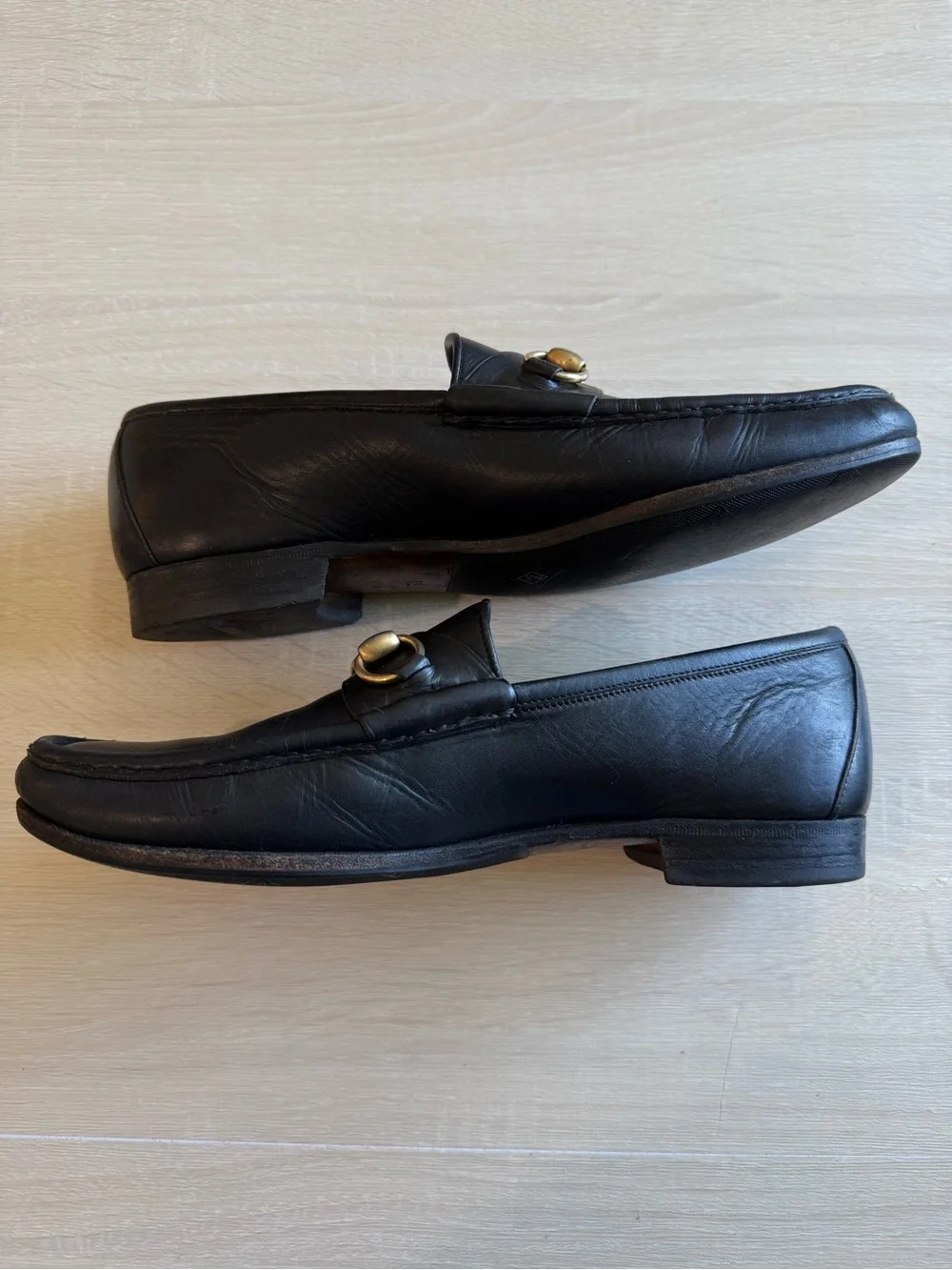 Gucci Men’s Black Leather Horsebit Loafers Size 42.5 D Made in Italy